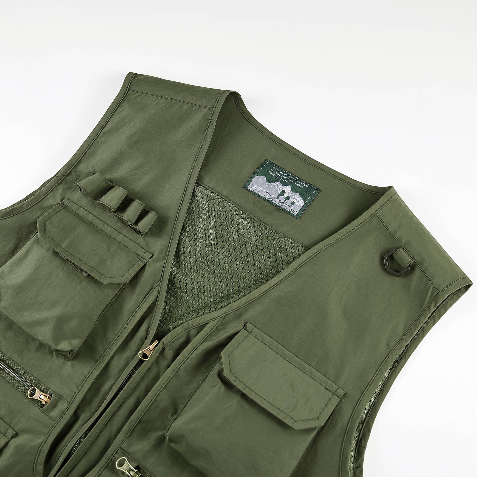 Ofreoo Men's Solid Fashion Zipper Multi Pocket V Neck Sleeveless Work Jacket Tank Tops Mens Vest Great Gifts for Less