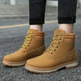 thumbnail image 4 of Willtoo Women's Work Waterproof Hiking Combat Boots Lace up Low Heel Booties Ankle Boots Yellow, 4 of 5