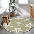 thumbnail image 4 of Starfish Washable Round Area Rug 3 ft, Summer Beach Nautical Ocean Sea Star Marine Life Sage Green, Soft Non Slip Rugs Stain Repellent Indoor Felt Carpet for Living Dining Room Bedroom Home Office, 4 of 9