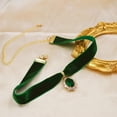 thumbnail image 5 of Stunning 14k Gold Plated Green Emerald Crystal Velvet Choker Necklace - Elegant Jewelry for Women, 5 of 6