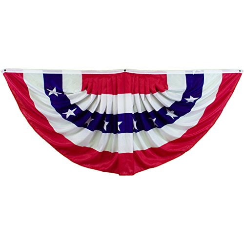 SSK 6' Pleated USA Fan American Flag - Independence Day July 4th Decor - 6' X 3' Full Size