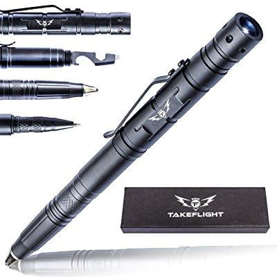 tactical pen self defense weapon - with led flashlight & bottle opener | multi-tool for your everyday carry (edc) or survival gear | feel safe with this tool used by police & military
