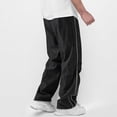 thumbnail image 2 of Men'S Drawstring Parachute Pants Baggy Elastic Waist Pants Side Stripes Casual Athletic Loose Trousers With Pockets, 2 of 3