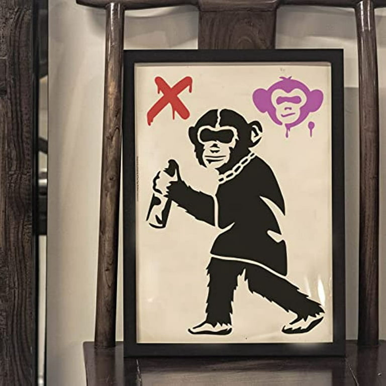 Banksy Graffiti Monkey Stencil 11.7x8.3inch Reusable Banksy chimpanzees Stencil DIY Craft Banksy Decoration Stencil for Painting on Wall Wood