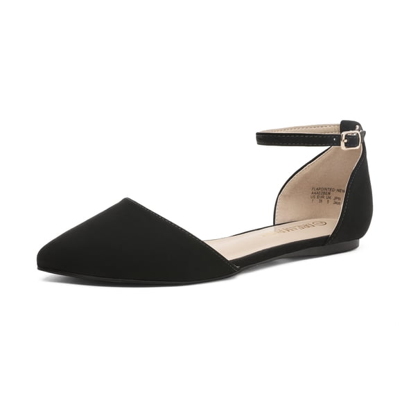 DREAM PAIRS Zapatos D'Orsay Planos para Mujer Punta en Negro Talla 7.5