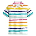 thumbnail image 5 of LRen Boys Polo Shirts Size 10-12 Button Down Shirt Striped Short Sleeve Pocket Shirts Boys Fashion Preppy Back To School Tees Shirts,Light Yellow,11-12 Years, 5 of 5