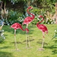 thumbnail image 3 of Large Flamingo Garden Statue Pink Flamingo Statue, Flamingo Statue Outdoor Lawn Yard Garden Decor Metal Art Sculpture Pink (3PCS), 3 of 8