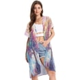 thumbnail image 2 of BZSMCE Women Creatively Colorful Tree with Butterflies Print Beach Cover-ups Size:S-2XL, 2 of 7