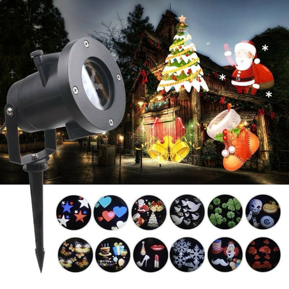 Christmas Lights Projector LED Laser Outdoor Landscape Card Xmas Lamp 12 Pattern 