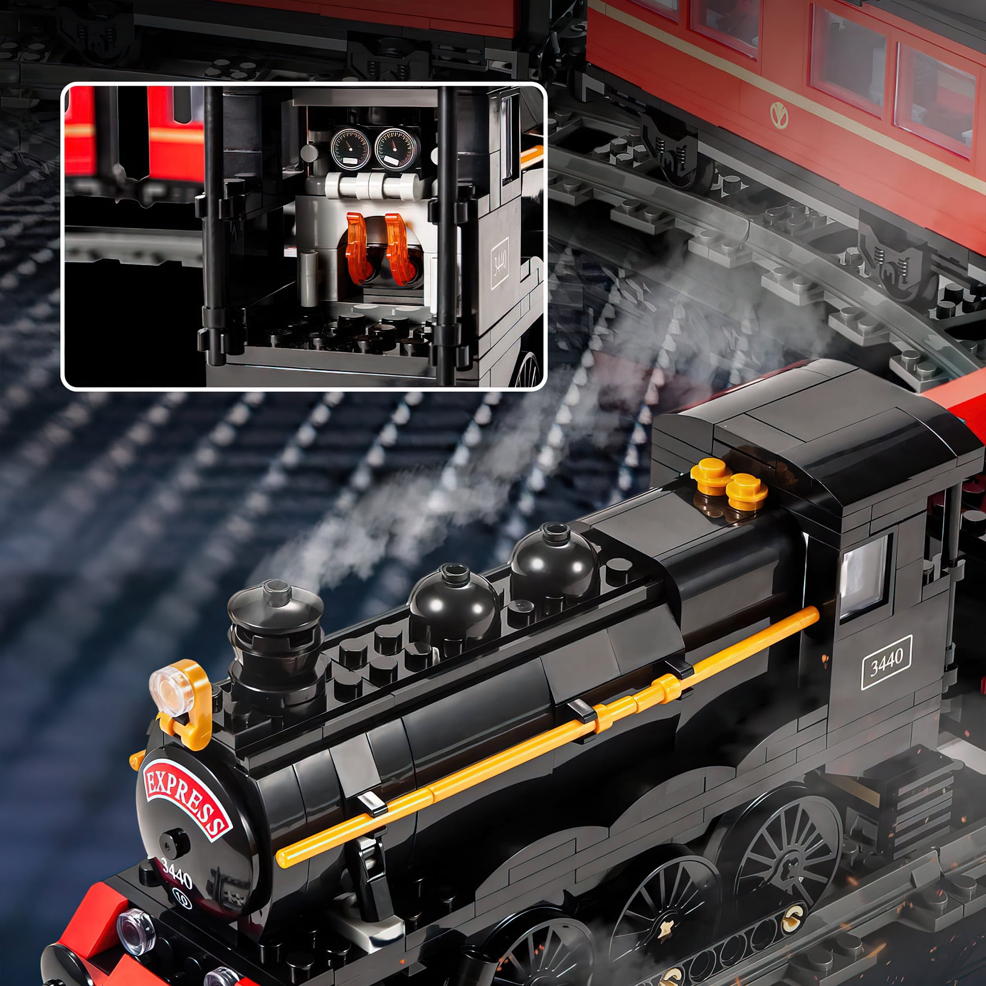 MACTANO Train Building Set GWR Steam Locomotive with Train Track Building Kit Toy Gift for Kid Black