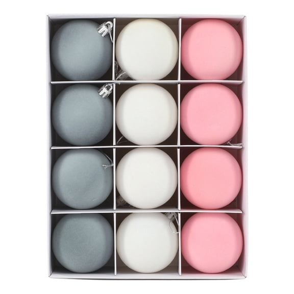 12 PC Flocked Velvet Christmas Ball Ornaments, Reusable Shatter‑Resistant Tree Decorations with Pre‑Attached Hanging Strings for Seasonal Indoor Decor Christmas Ball Ornaments