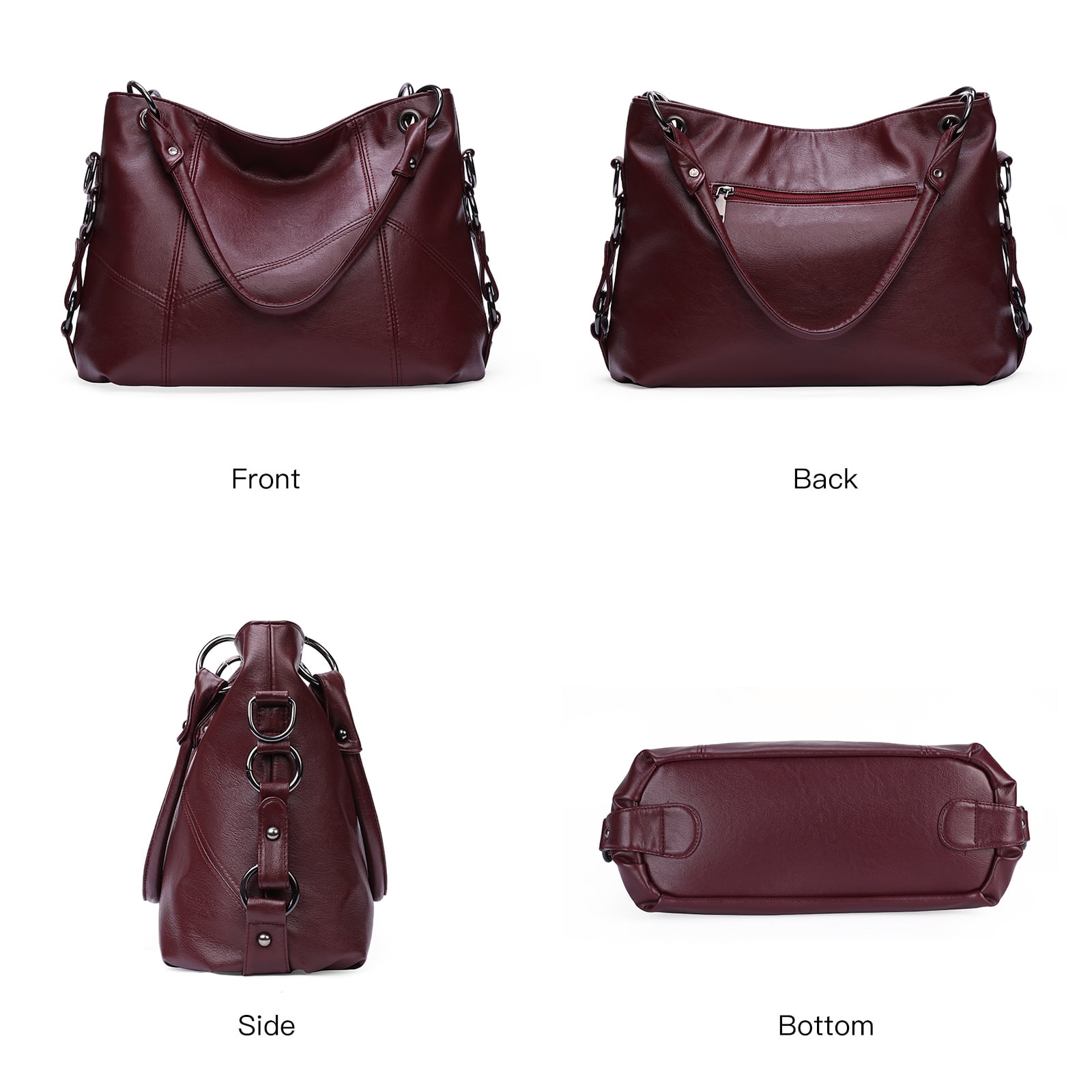 KALUNMA Genuine Leather Hobo Bag for Women Large Tote Shoulder Handbag Satchel for Laptop Work Ladies