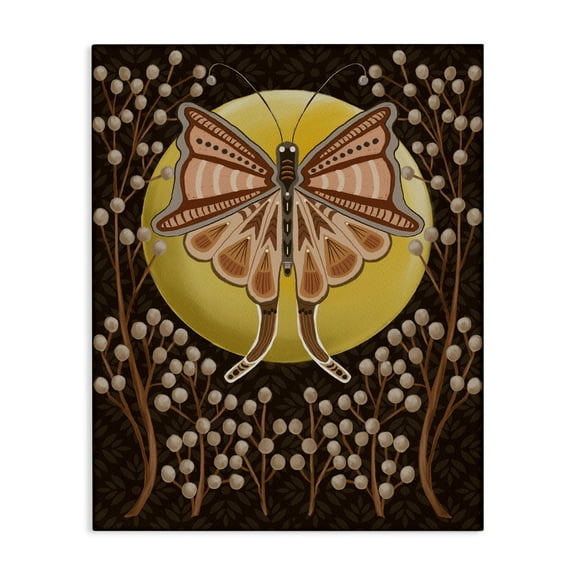 Stupell Industries Moth with Pussy Willows Insects Painting Wrapped Canvas Art Print Wall Art, 16 x 20