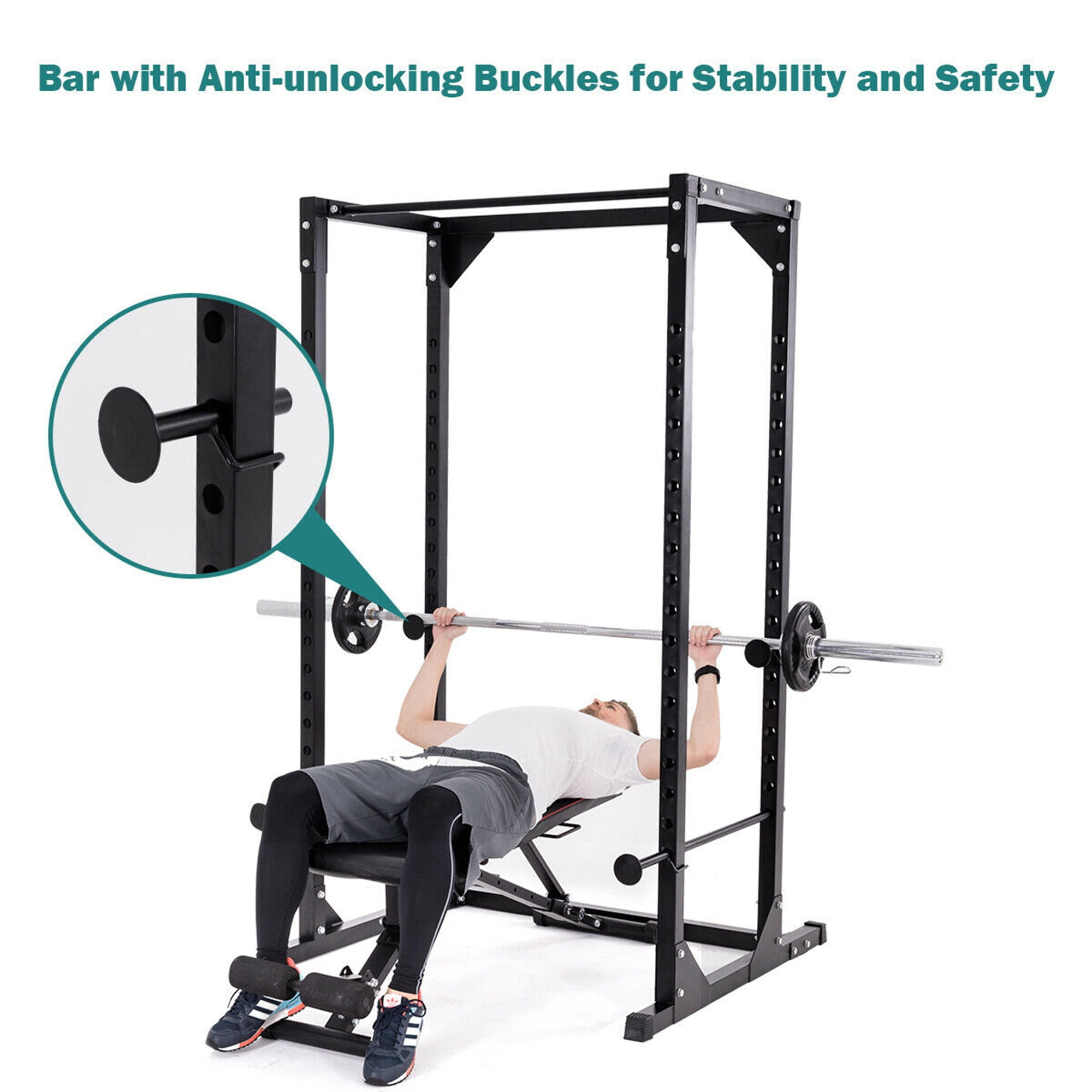 Costway Adjustable Dumbbell Rack Cage Chin up Squat Stand Fitness Strength Traning Gym