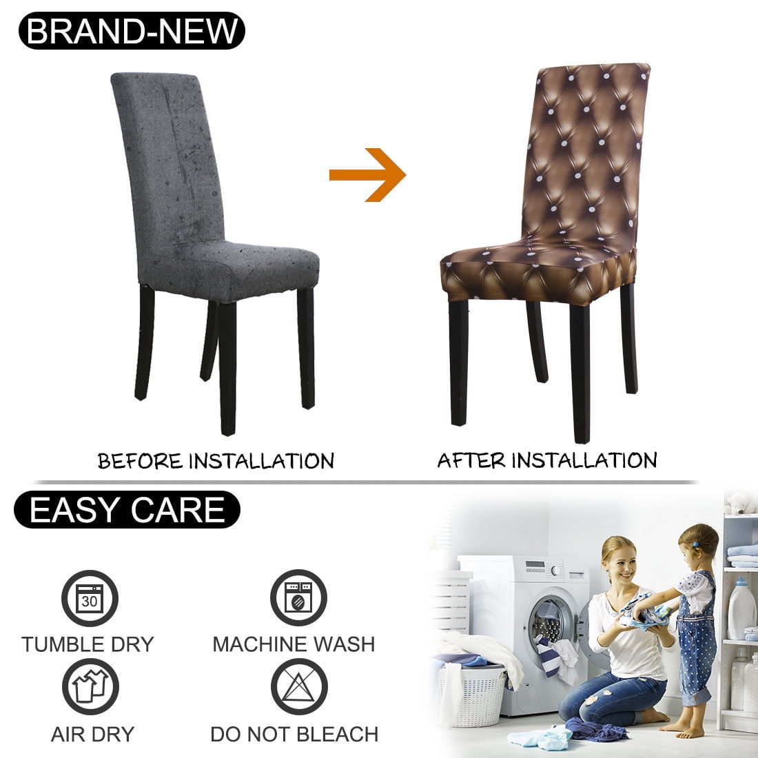 Piccocasa 1-Piece Stretch Spandex Stretch Chair Covers,(M Size,Coffee Color)
