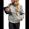thumbnail image 2 of Sudadera con Cremallera para Mujer, Chaquetas Informales de Larga, Ropa de Abrigo para Invierno, Moda de Otoño Gris XL, 2 of 8