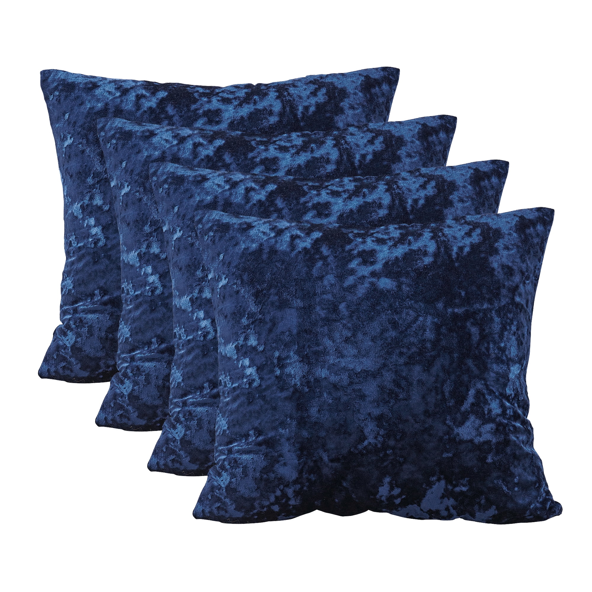 Home Soft Things Crushed Velvet 4 Piece Throw Pillow Cover Set - Blue - 20" x 20"