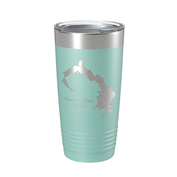 Beaver Dam Lake Map Tumbler Travel Mug Insulated Laser Engraved Coffee Cup Wisconsin 20 oz Teal