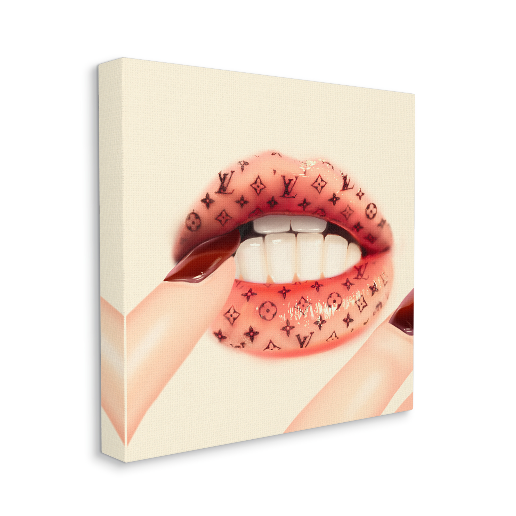 Stupell Industries Fashion Design Emblem Pattern Lipstick Nail Polish Canvas Wall Art, 17 x 17, Design by Ziwei Li