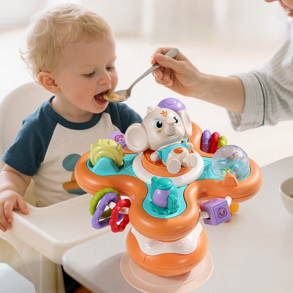 syligr Suction Spinner Toy for Babies High Chair Activity Center 7 Inch Plastic Teething Sensory Play Toy with Suction Cup Travel Toy for Toddlers