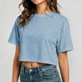 thumbnail image 2 of XIAONU Women Cropped T Shirt Short Sleeve Crew Neck Casual Summer Basic Top, 2 of 7