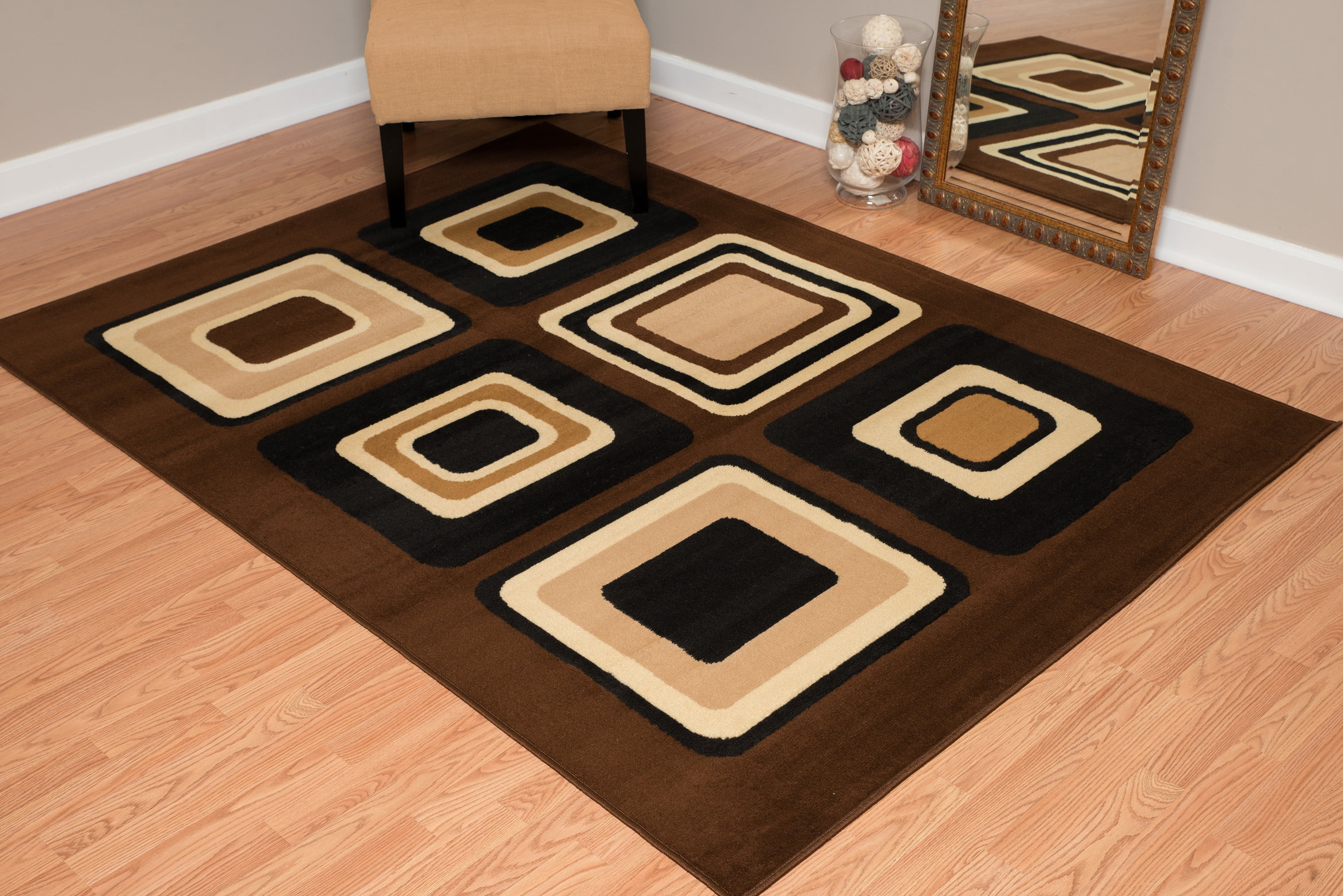 United Weavers Plaza Florence Runner Rug, Geometric Pattern, Brown, 2'3 X 7'2"