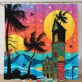 thumbnail image 1 of Whimsical Tropical Christmas Shower Curtain - Festive Island Scene, 1 of 5