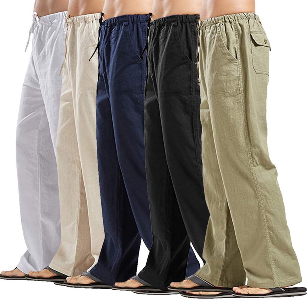Gafeng Mens Linen Pants Yoga Beach Loose Fit Casual India  Ubuy