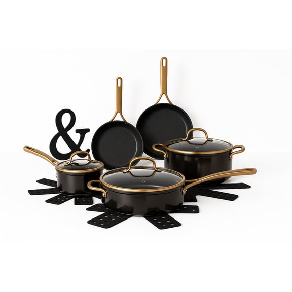 Open Box Thyme & Table Supreme 12-Piece Non-Stick Cookware Set, Pots and Pans Set- Bronze