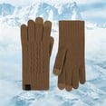 thumbnail image 2 of SUXIAN Thermal Gloves Winter Knit Pattern Touchscreen Mittens Cold Weather Cycling Everyday Use Warm Winter Gloves Women Brown One Size, 2 of 3