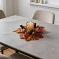 thumbnail image 7 of AYktou Fall Candle Rings, 10 Inch Artificial Maple Leaves Berries Pumpkin Wreath Candlestick, Thanksgiving Table Decor Farmhouse Candle Holder Halloween Gift for Front Door Festival Home Decor, 7 of 7