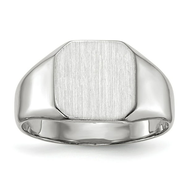 AA Jewels - Solid 14k White Gold 9.5x10mm Closed Back Engravable Monogram Signet Ring Band Size ...
