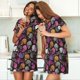 thumbnail image 4 of Fotbe Halloween Skeleton Bata de Dormir para Mujer con Estampado, Camisón de Algodón de Manga Corta, Ropa de Dormir Casual, 4 of 6