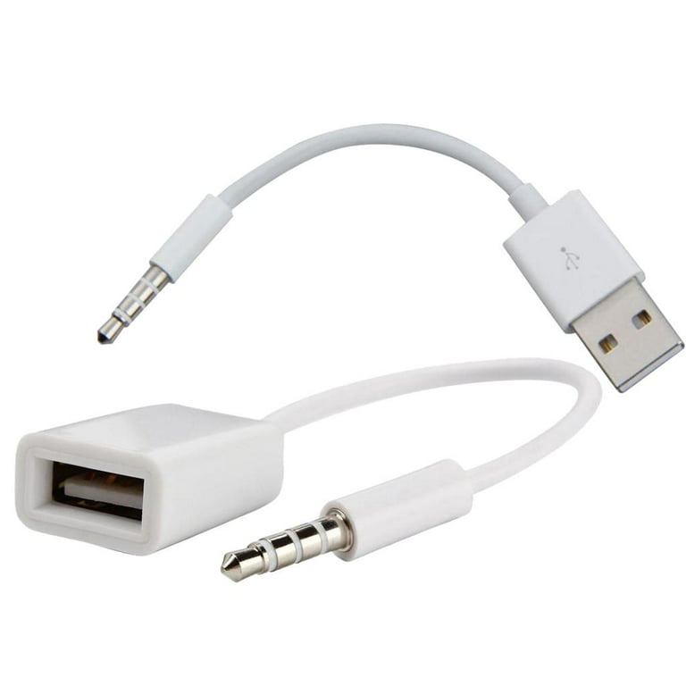 3.5mm AUX Plug to USB 2.0 Male Cable Adapter Cord + 3.5mm Male Audio to  Female Converter Adapter Cable Cord Read MP3 File USB flash Driver 