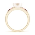 thumbnail image 2 of ANGARA Freshwater Cultured Pearl Ring with Rubies in 14K Yellow Gold for Women | June Birthstone, Birthday, Anniversary, Jewelry Gift for Women | Pearl Ring, 2 of 9
