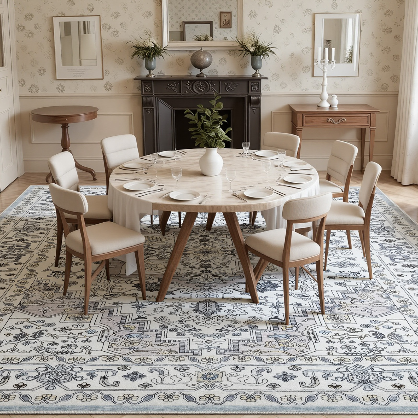 8'x10' Area Rugs for Living Room Washable, Large Vintage Boho Non Slip Rug- Oriental Traditional Farmhouse Carpet for Bedrooms Dining Room, Living Room, Office, Home Decor