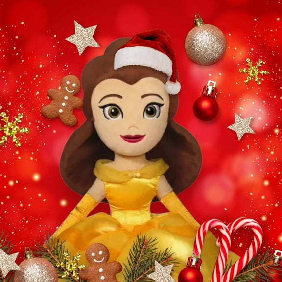 Santa Hat Princess Belle 13” Quality Plush Doll Beauty & The Beast New Holiday