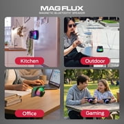 Monster Mag Flux Magnetic Bluetooth Speaker, 5W Portable Wireless Speaker with Multicolor LED Lighting, Magnetic Base & TWS Pairing, MicroSD Playback
