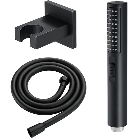 Hand Shower Head Combo, High Pressure Water Saving Shower Head with Pause Switch, 2-Way Handheld Shower Heads Combo with 1.5m Hose and Angle Bracket,Black Round