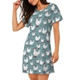 thumbnail image 2 of Pofeuu Farm Birds Print Women's Loose Fit Short Sleeve Nightgown, Comfortable Sleep Dress for Women, Casual Lounge Sleepwear, Soft Cotton Sleep Dress, 2 of 6