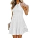 thumbnail image 3 of VISgogo Vestido Casual para Mujer, Cuello Redondo Sin Mangas Color Sólido Jersey Fruncido Línea A Mini Vestidos VISgogo moda, 3 of 9