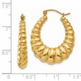 thumbnail image 4 of 14K Yellow Gold Polished Scalloped Hoop Earrings, 4 of 4