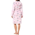 thumbnail image 3 of INSPIRE CHIC Women's Fleece Robe with Hood Cute Heart & Bow Pattern Fluffy Long Sleeve Spa Bathrobe Lightweight Sleepwear S Pink Heart, 3 of 6