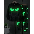 thumbnail image 3 of Mikrdoo 11 Years Big Boys Casual Long Sleeve Top & Joggers Set, 12 Years Kid Boys Halloween Glow-in-the-dark Bat Pattern, 2Pcs Co Ord Set For Spring Fall, 3 of 9