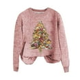 thumbnail image 4 of Womens Christmas Sweater Dressy Crew Neck Sweater Novelty Funny Pullover Top Relaxed Fit Long Sleeve Winter Warm Pullover Sweaters for Women Pink S, 4 of 4