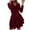 Wine, variant on VSSSJ Women's Dresses Fall Long Sleeve Ruched Layered Tunic Mini Dress Simple Basic V Neck Solid Color Swing Ruffle A-Line Dress Wine M