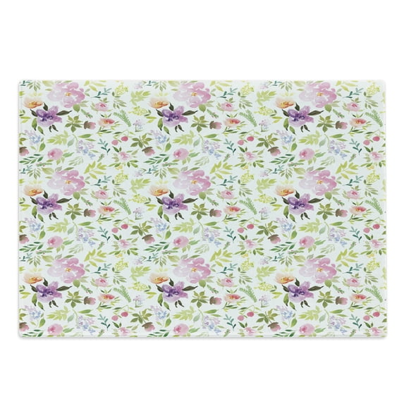 Watercolor Cutting Board, Various Flowers Flourishing Spring Meadow Gentle Blooms Feminine Design Romantic, Decorative Tempered Glass Cutting and Serving Board, Large Size, Multicolor, by Ambesonne