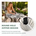 thumbnail image 4 of Round Outdoor Tablecloth with Umbrella Hole and Zipper, Taupe Coastal Starfish Tablecloth with Elastic Waterproof, Ocean Sea Shells Nautical Marine Patio Table Covers for 55" - 60" Pool Tables, 4 of 9