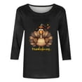 thumbnail image 4 of Hueook Womens Long Sleeve T Shirts Short Sleeve Shirts for Women Women's Thanksgiving Printed Round Neck 3/4 Sleeve T-shirt Loose Top Long Sleeve Round Neck Top/Shirt Black 3X, 4 of 4
