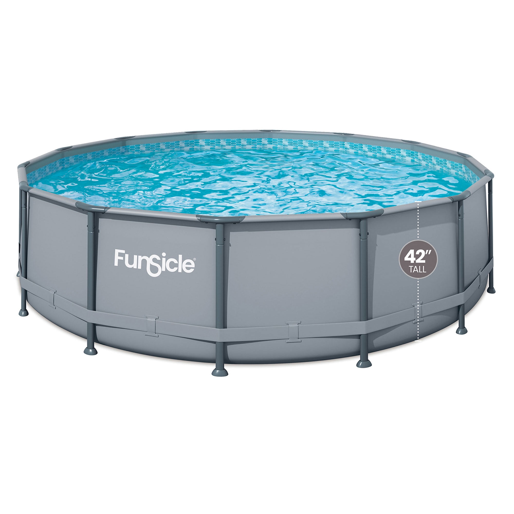 Funsicle 14ft Round Oasis Above Ground Pool, Natural Teak
